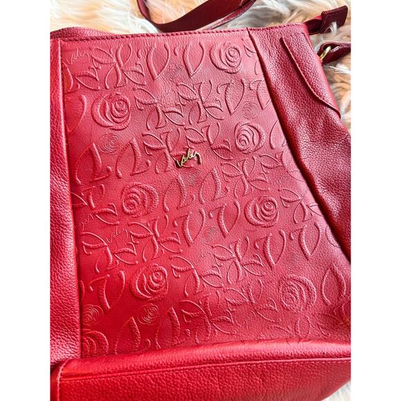 Velez Women's Leather Floral Print Includes Crossbody Shoulder Bag‎ Maroon - Picture 5 of 11